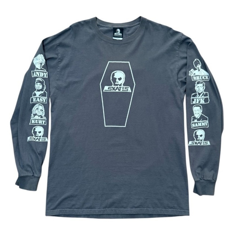 Vintage 90s Skull Skates Famous Dead People Portraits Coffin Long Sleeve Shirt